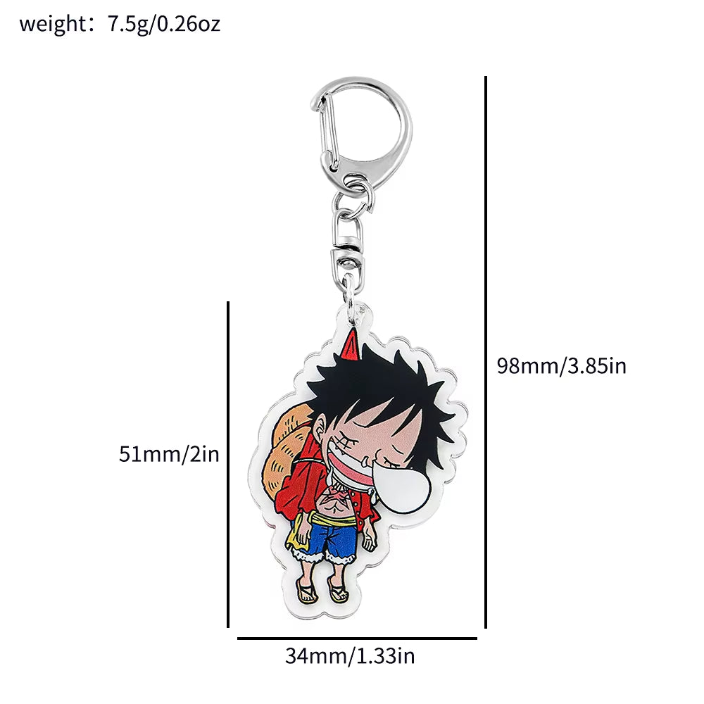 Anime ONE PIECE Keychain Cartoon Figure Monkey D Luffy and Roronoa Zoro