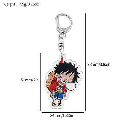 Anime ONE PIECE Keychain Cartoon Figure Monkey D Luffy and Roronoa Zoro