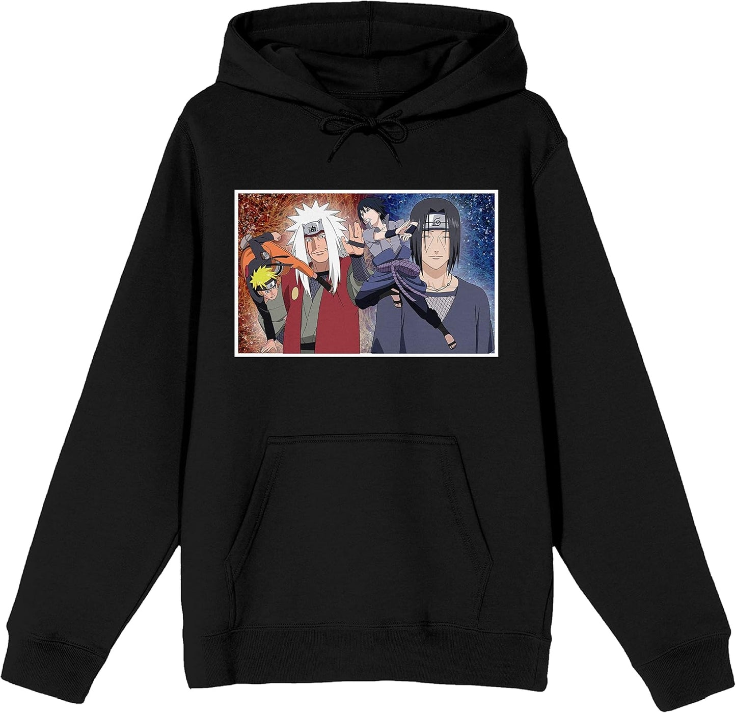 Naruto Shippuden Uzumaki & Sasuke Fighting Jiraiya Itachi Men'S Black Hoodie