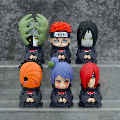 6Pcs/Set Naruto Amine Figure Shippuden Action Figures Q Version Cute Akatsuki Itachi Pain Obito Model Doll Collection Toys Gift