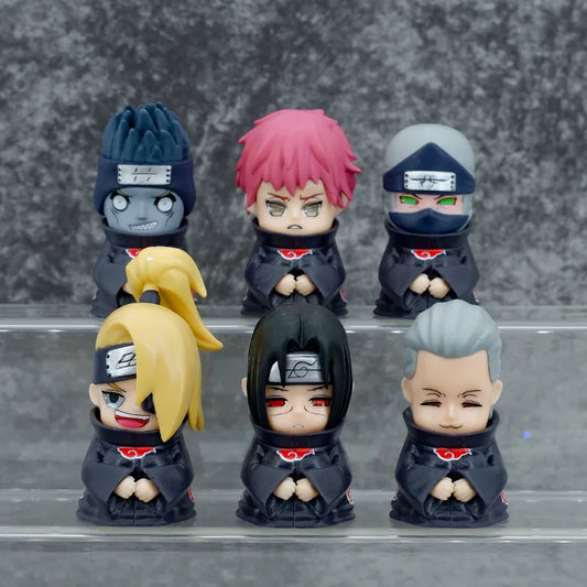 6Pcs/Set Naruto Amine Figure Shippuden Action Figures Q Version Cute Akatsuki Itachi Pain Obito Model Doll Collection Toys Gift