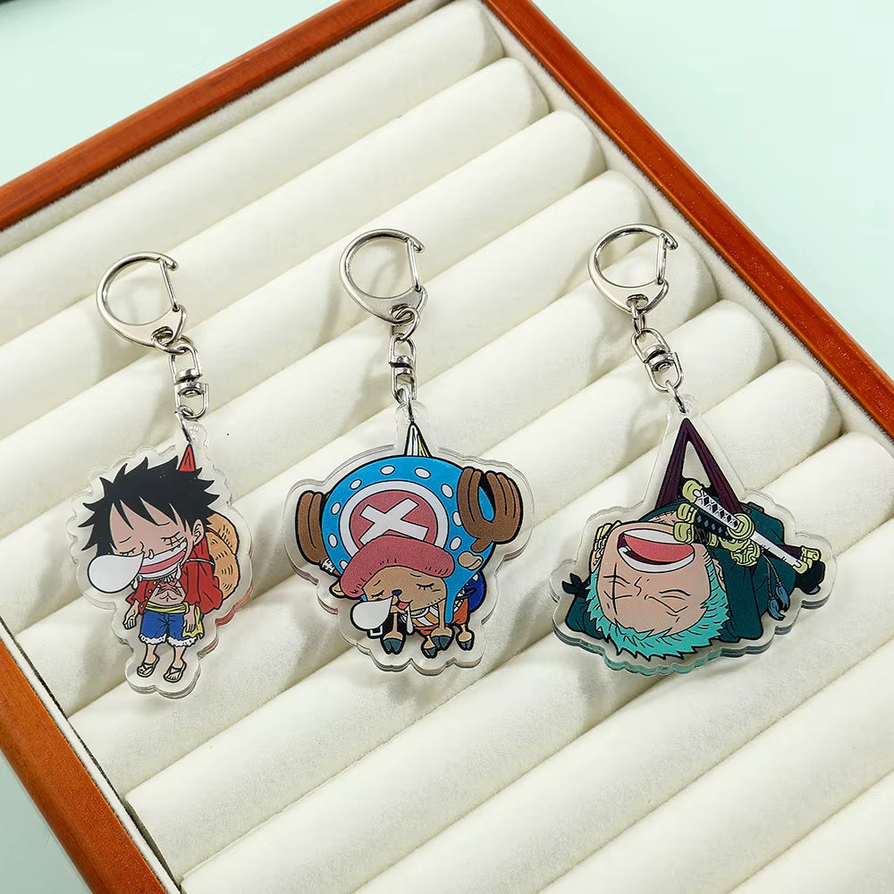 Anime ONE PIECE Keychain Cartoon Figure Monkey D Luffy and Roronoa Zoro